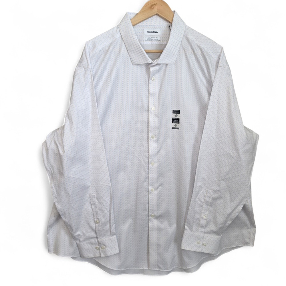 Calvin Klein Dress Shirt Mens 20 34/35 4XL White Button Infinite Slim Fit Flex